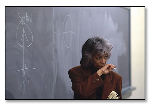 Dorothy Denniston, Professor of English, teaching English 147: The Harlem Renaissance. <br>Brown University, Providence, Rhode Island. November 1993.