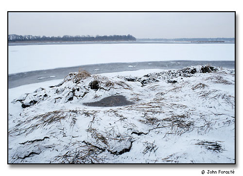 Snow and ice, Hundred Acre Cove, Barrington, Rhode Island.