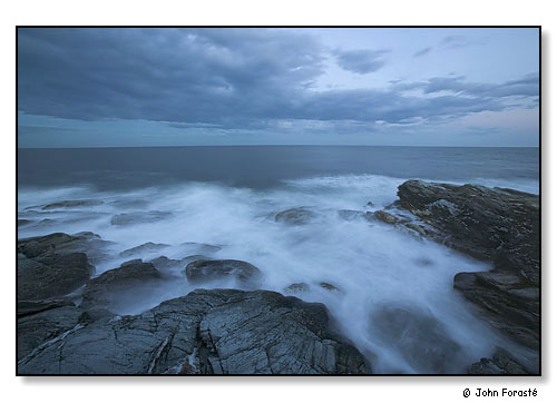Beavertail surf at dusk.