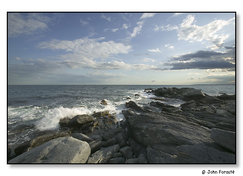 Surf, rocks and sky late in day, Sachuest Point National Wildlife Refuge, Middletown, Rhode Island.