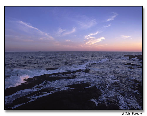 Surf, sky and rocks at sunset, Sachuest Point National Wildlife Refuge, Middletown, Rhode Island.