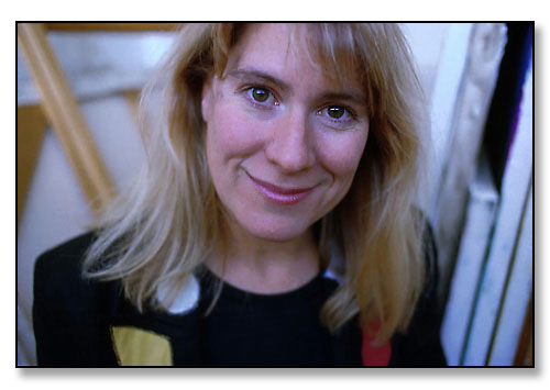 Wendy Edwards, Professor of Visual Art, in her studio. <br>Brown University, Providence, Rhode Island. November 1989.