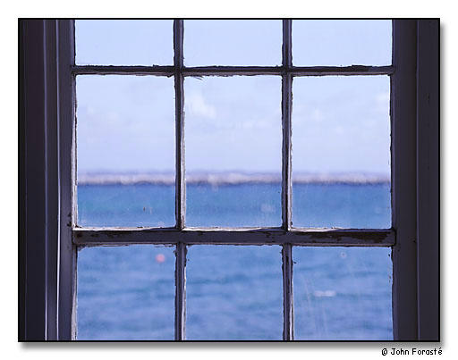 Window looking out to Cape Cod Bay. Provincetown (Cape Cod), Massachusetts. May 2001.