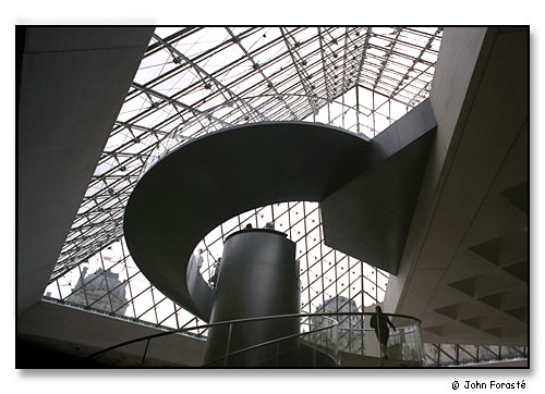 La Pyramide, the contemporary entrance to Le Louvre. <br>Paris, France. August 2002.