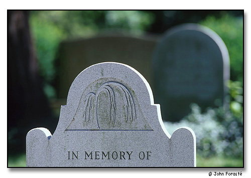 Detail of tombstone. <br>Swan Point Cemetary, Providence, Rhode Island. July 2000.