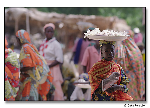 Girl on market day. <br>Mora, Cameroon, (central west) Africa. August 2002.